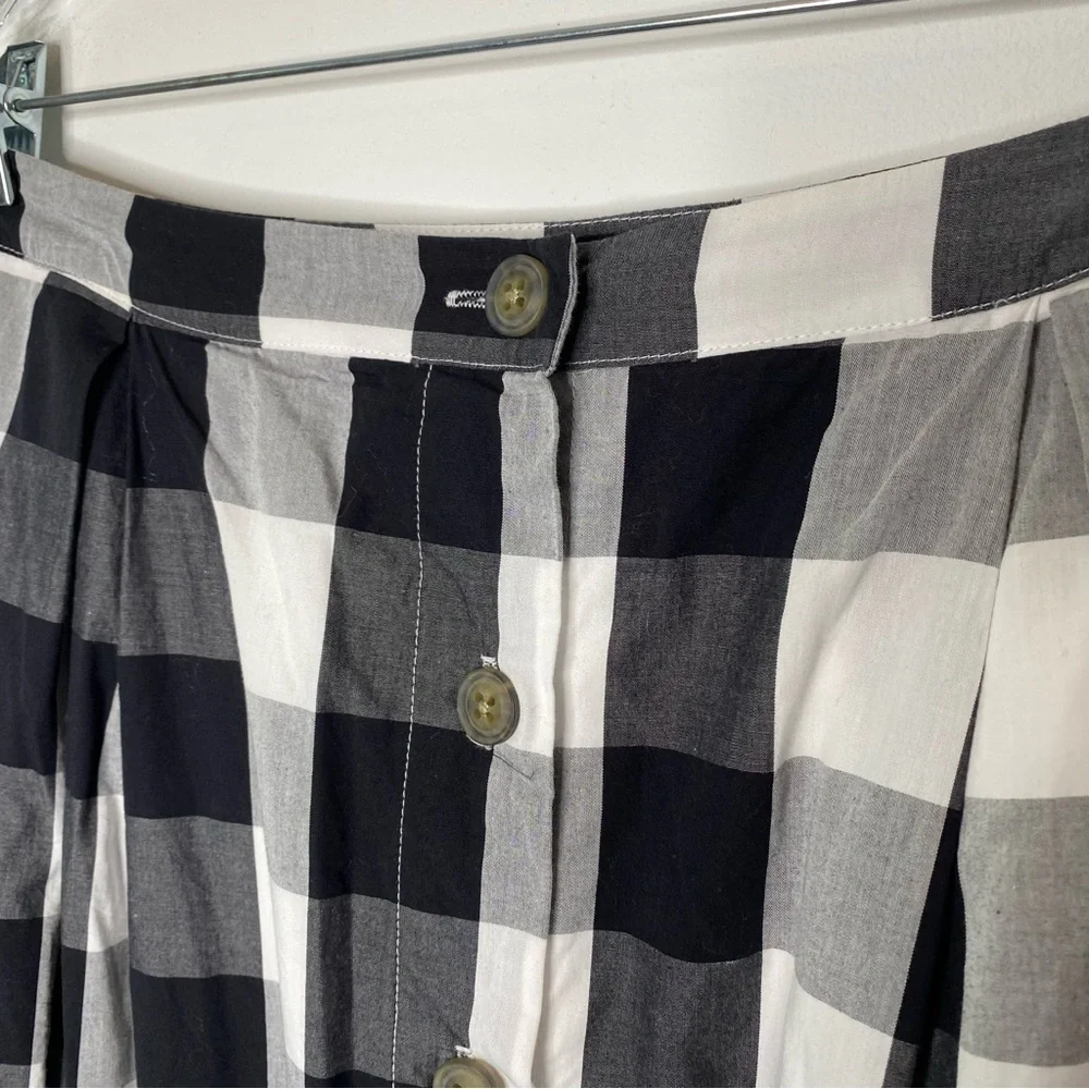 Who What Wear Black and White Plaid Button Front Full Midi Skirt